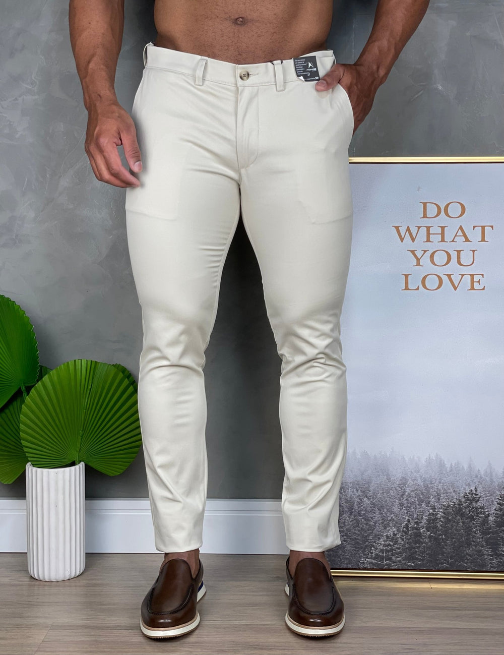 Calça Skinny Bege Claro Impermeável 25 - Henri Store