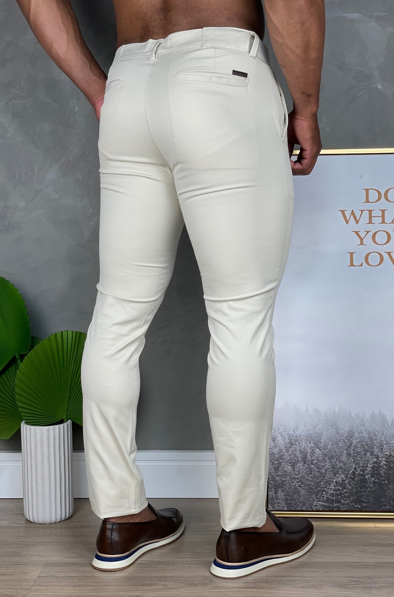 Calça Skinny Bege Claro Impermeável 25 - Henri Store