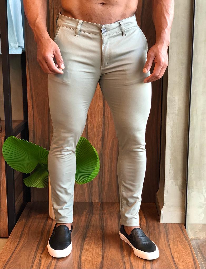 Calça Skinny Zip Off Alfaiataria Caqui 049 - Henri Store