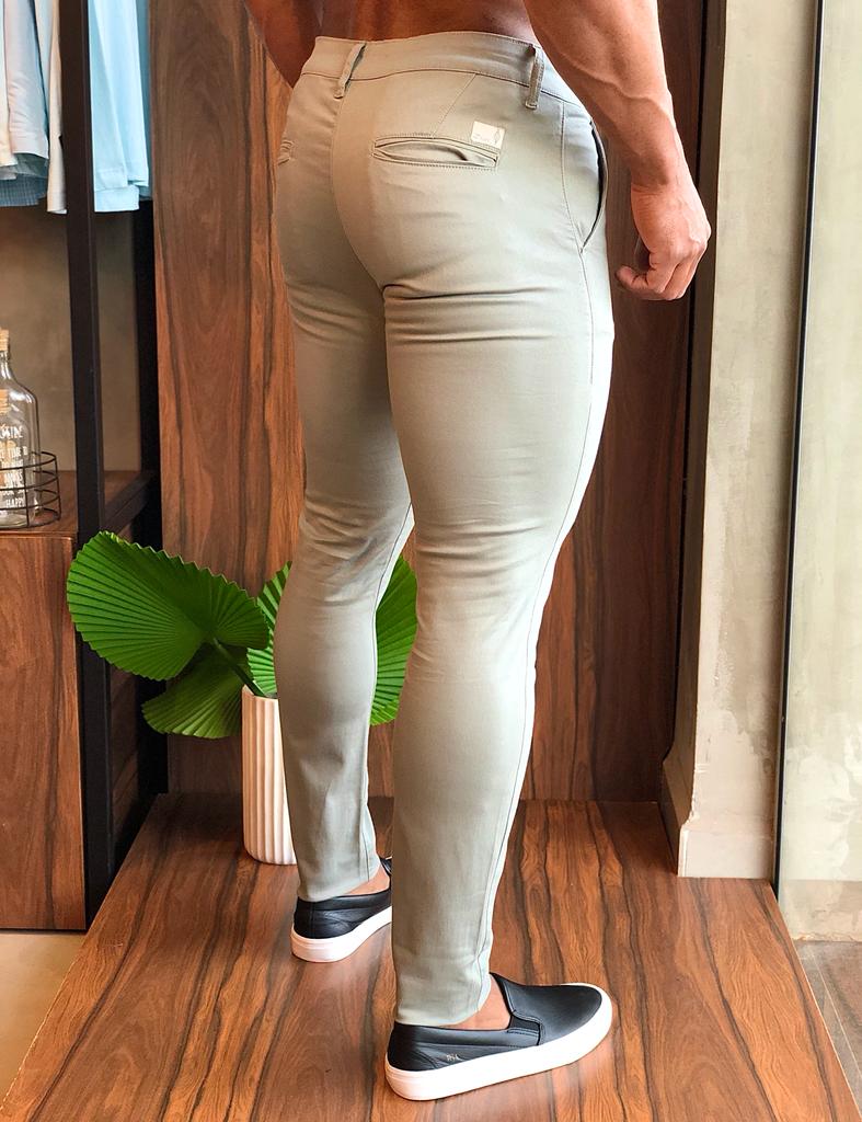 Calça Skinny Zip Off Alfaiataria Caqui 049 - Henri Store