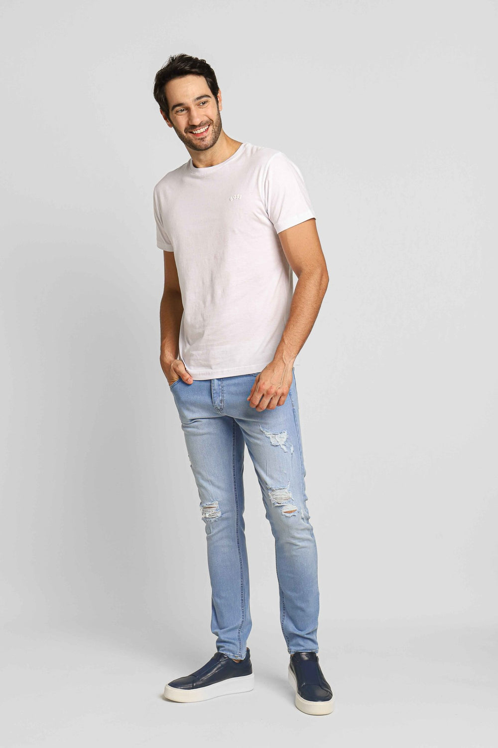 Calça Zip Off Jeans Claro Skinny Destroyed 00501 - Henri Store
