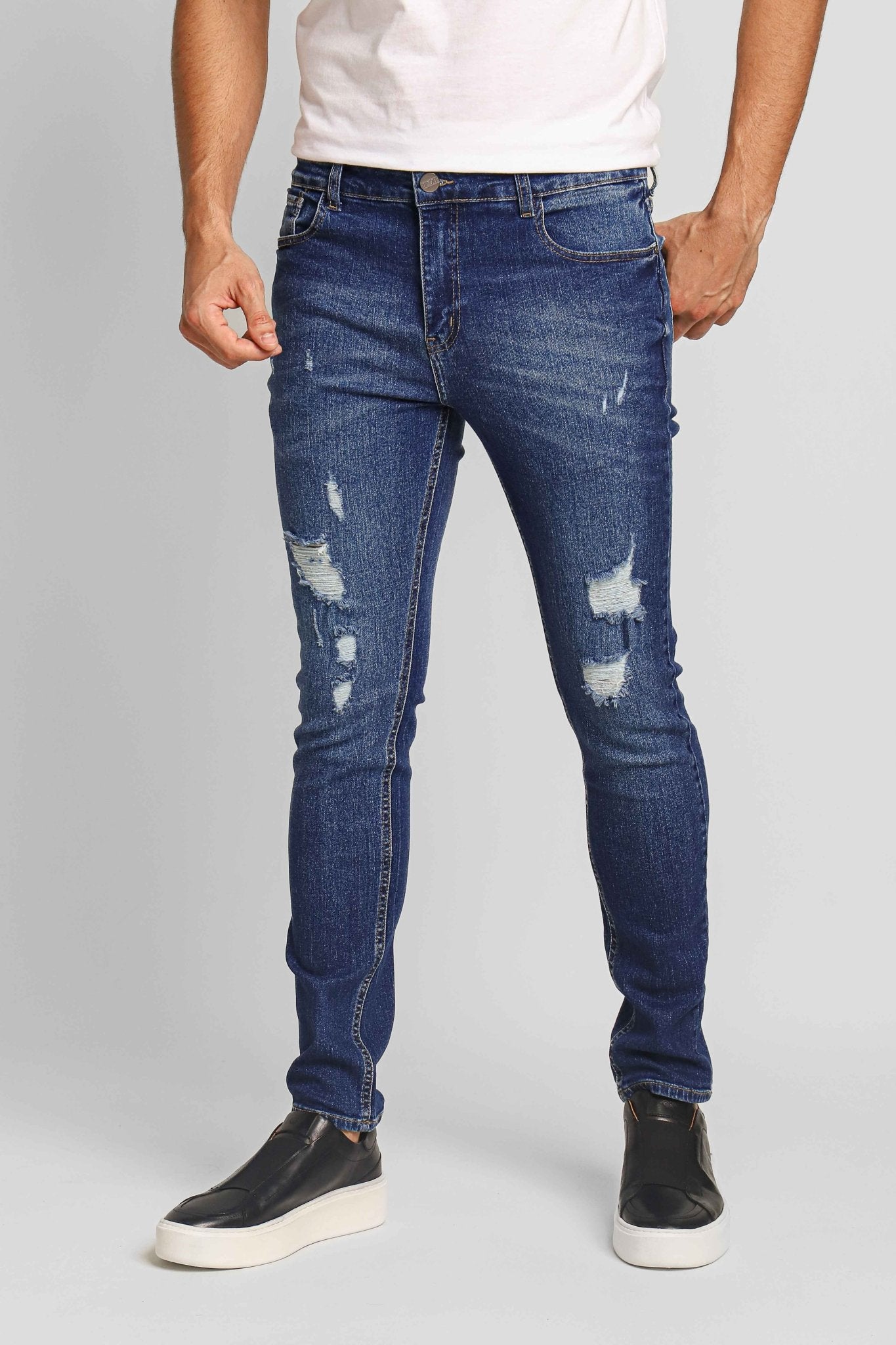 Calça Zip Off Jeans Skinny Destroyed 00498 - Henri Store
