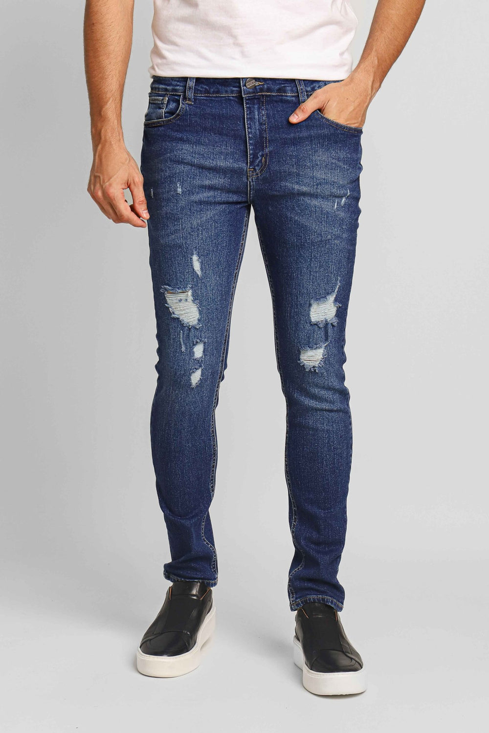 Calça Zip Off Jeans Skinny Destroyed 00498 - Henri Store