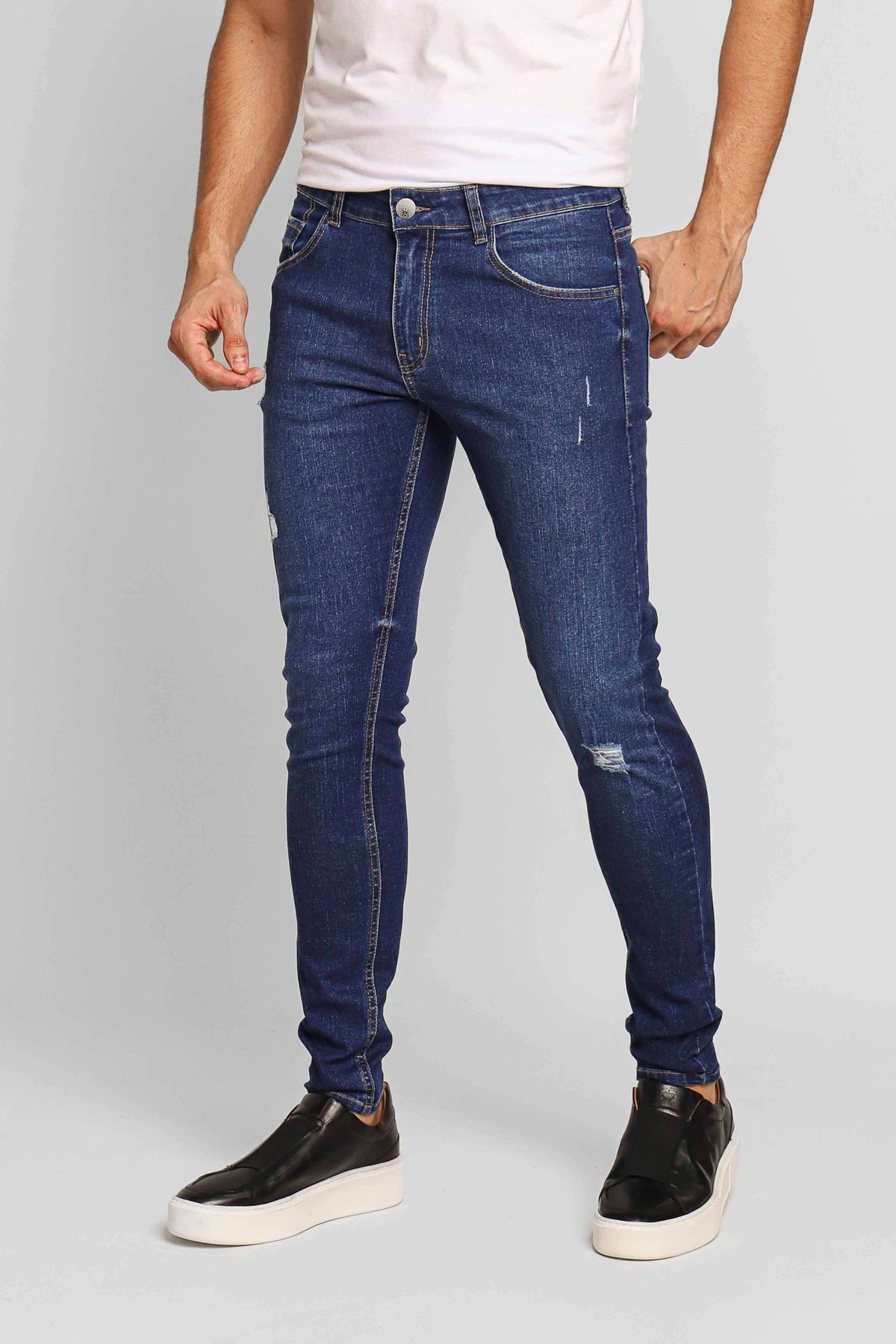 Calça Zip Off Jeans Super Skinny Destroyed 00435 - Henri Store
