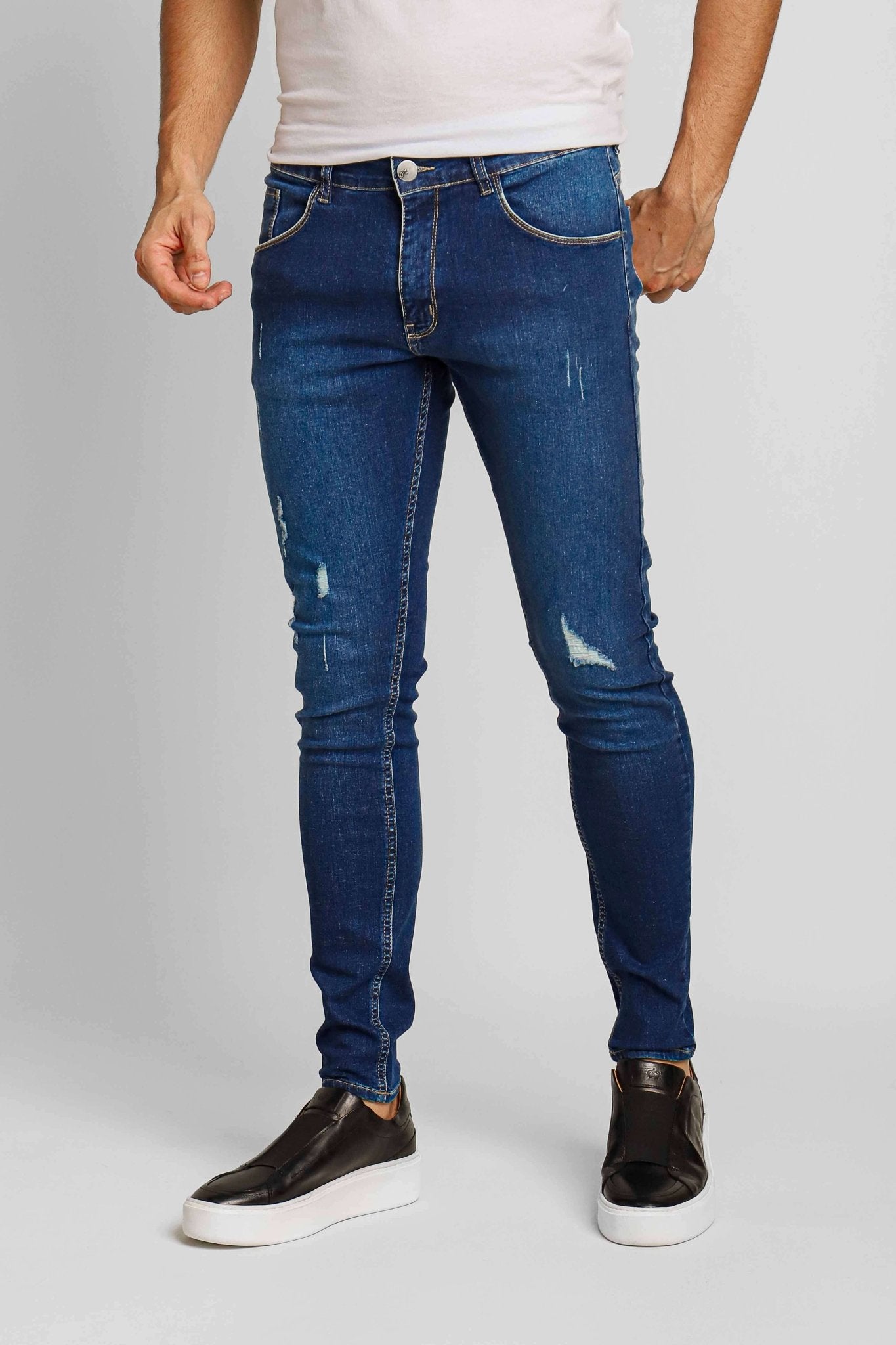 Calça Zip Off Jeans Super Skinny Destroyed C/ Puido 00411 - Henri Store