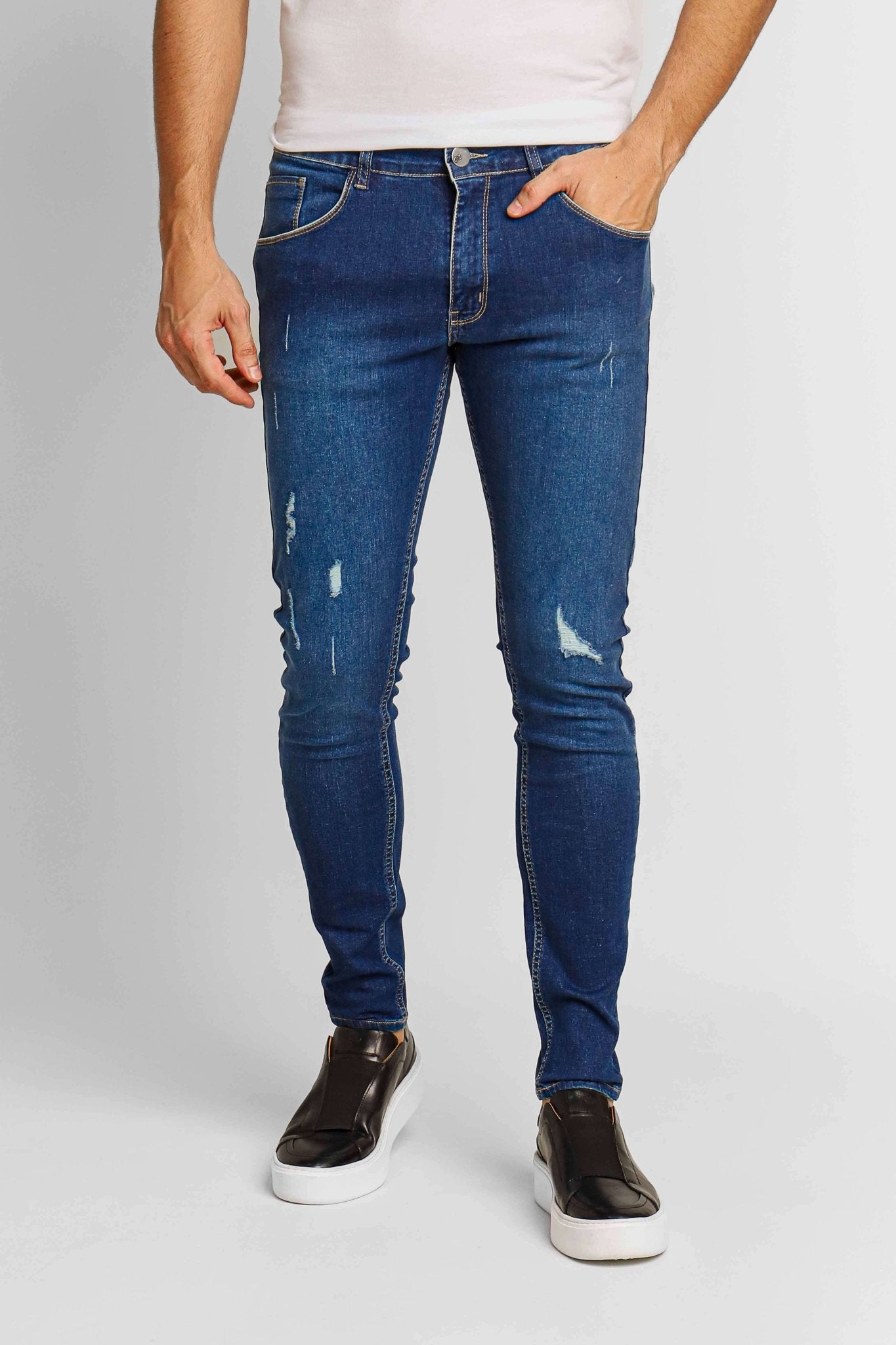 Calça Zip Off Jeans Super Skinny Destroyed C/ Puido 00411 - Henri Store