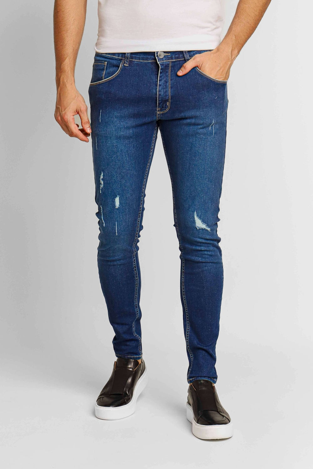 Calça Zip Off Jeans Super Skinny Destroyed C/ Puido 00411 - Henri Store