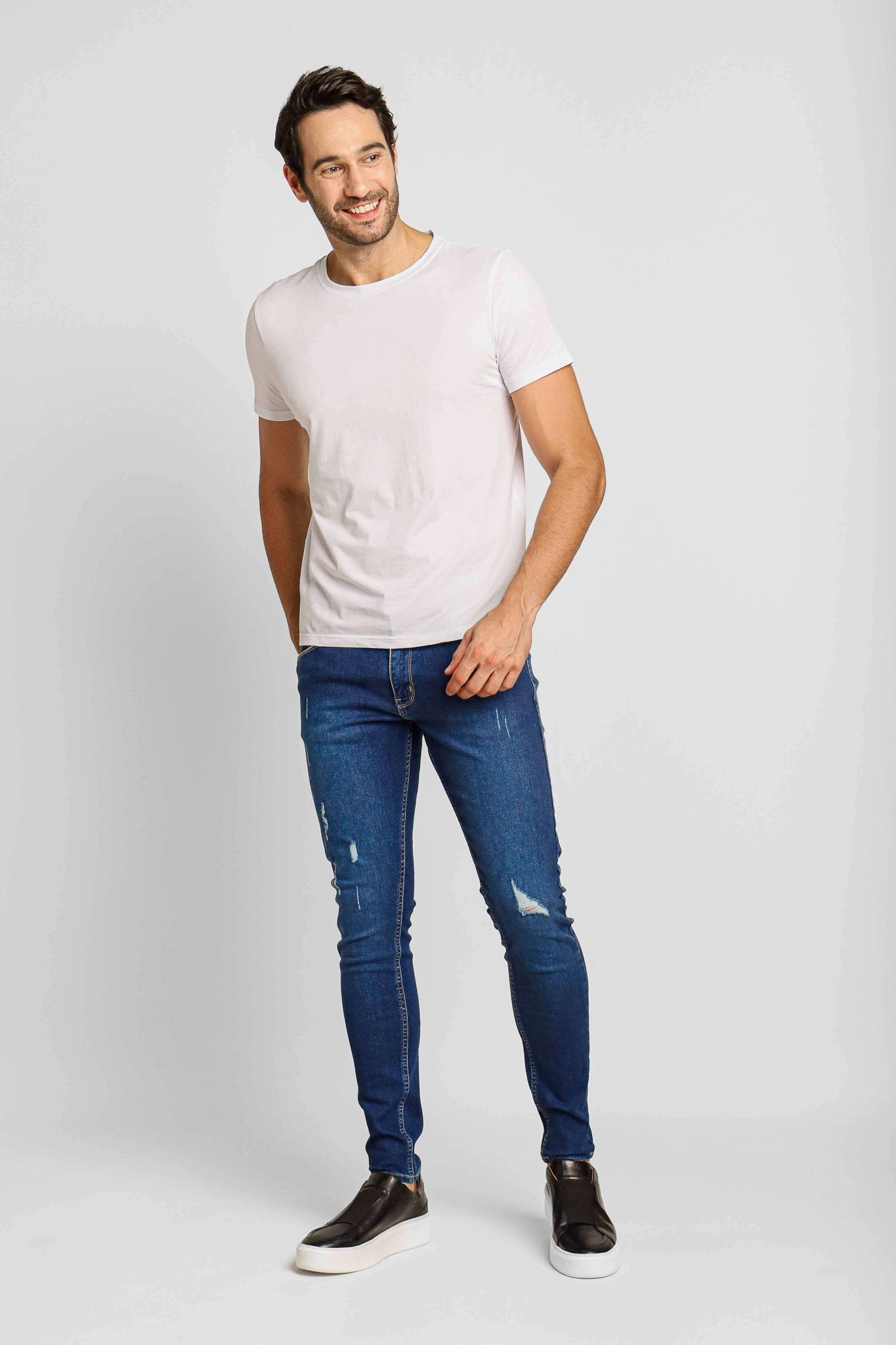 Calça Zip Off Jeans Super Skinny Destroyed C/ Puido 00411 - Henri Store