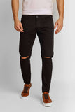 Calça Zip Off Super Skinny Destroyed Preto - Henri Store