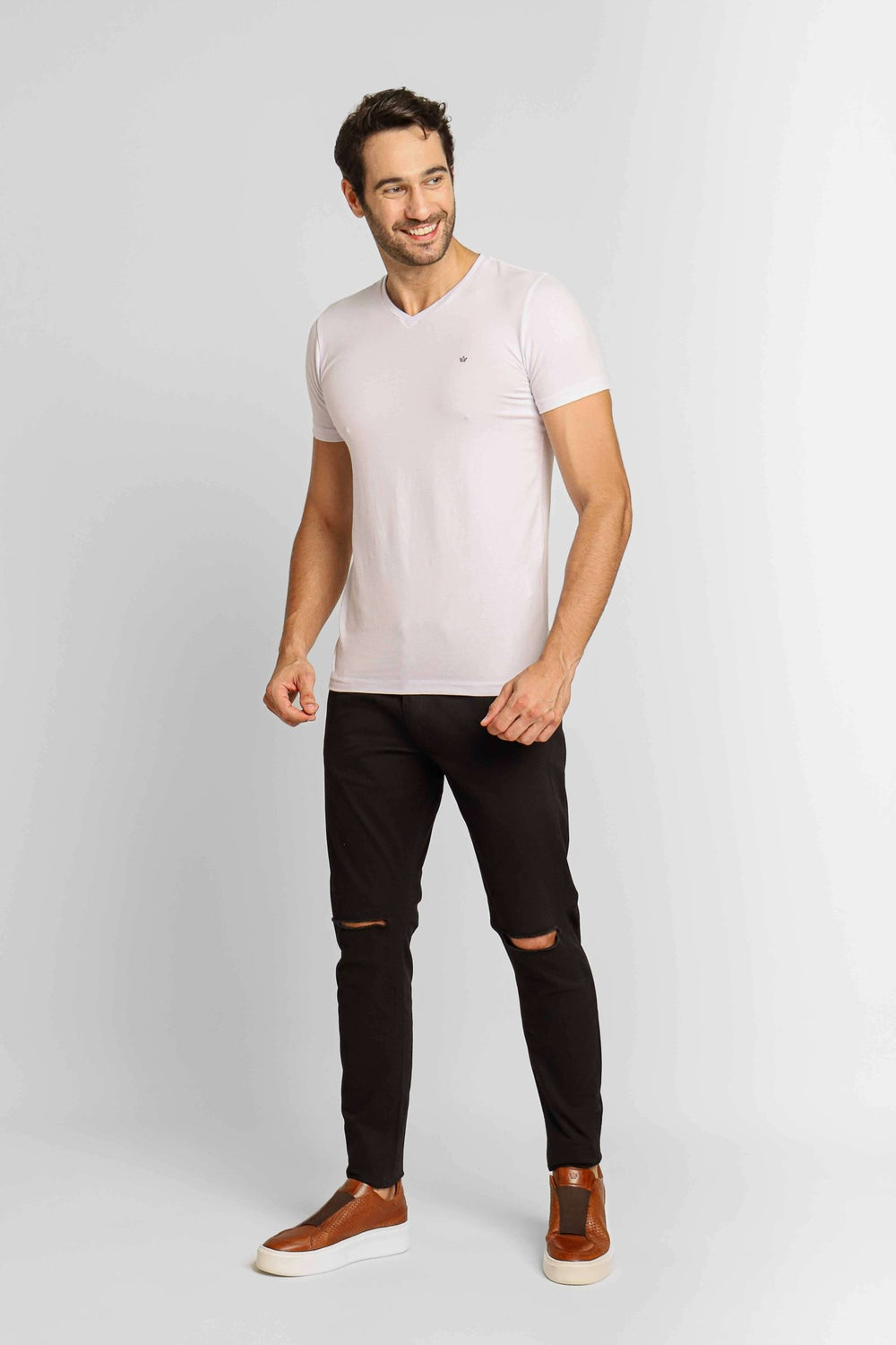 Calça Zip Off Super Skinny Destroyed Preto - Henri Store