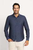 Camisa Calvin Klein Ml Regular Cannes Linen Marinho - Henri Store