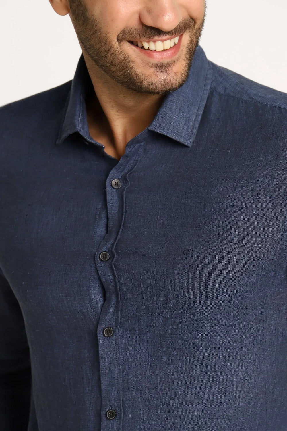 Camisa Calvin Klein Ml Regular Cannes Linen Marinho - Henri Store