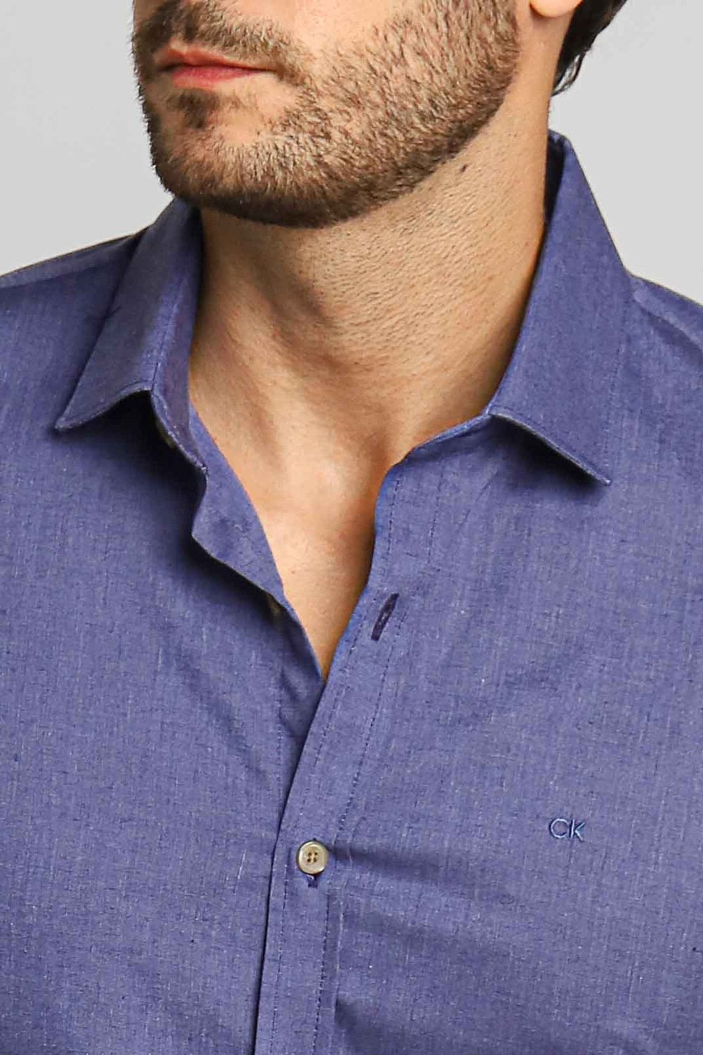 Camisa Calvin Klein Ml Slim Fit Atenas Azul - Live - Henri Store