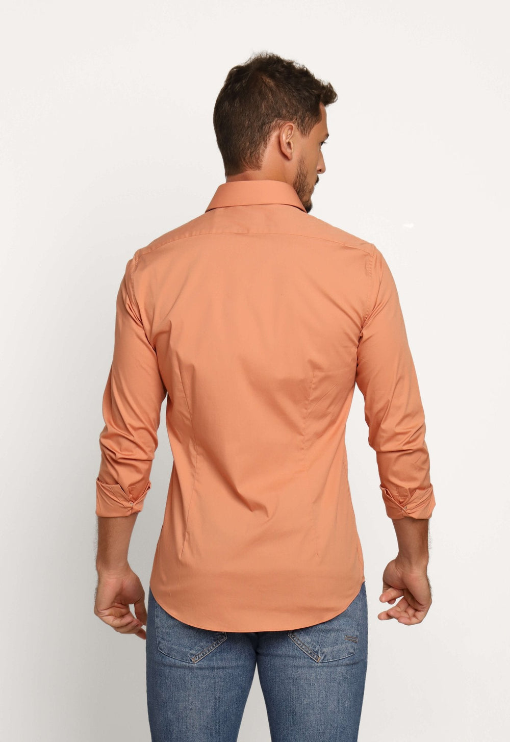 Camisa Calvin Klein Ml Slim Fit Bordado Peito Laranja Coral - Henri Store
