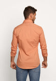 Camisa Calvin Klein Ml Slim Fit Bordado Peito Laranja Coral - Henri Store