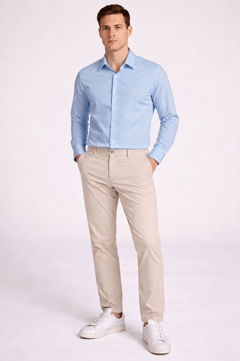 Camisa Calvin Klein Ml Slim Fit Cannes Básica Essential - Henri Store