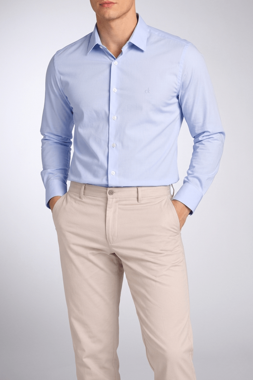 Camisa Calvin Klein Ml Slim Fit Cannes Básica Essential - Henri Store