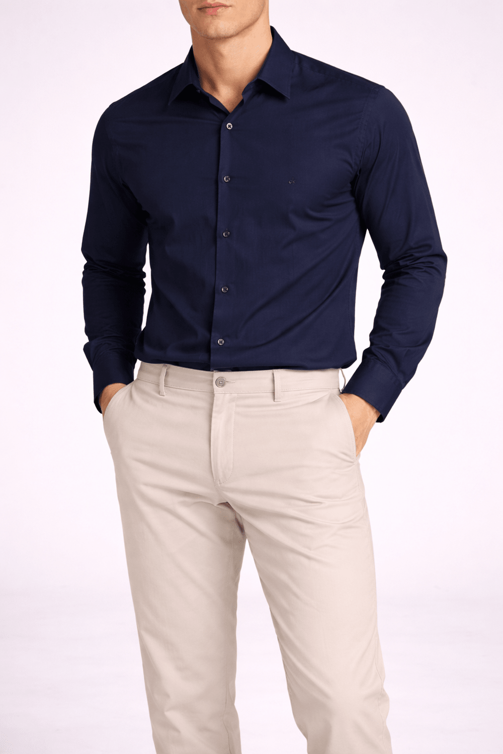 Camisa Calvin Klein Ml Slim Fit Cannes Básica Essential - Henri Store