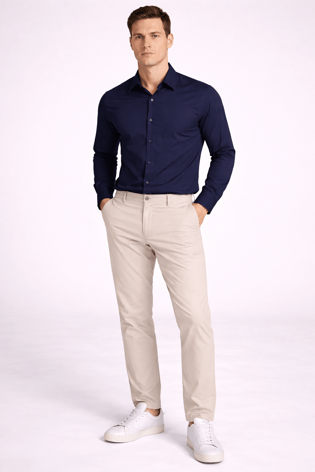 Camisa Calvin Klein Ml Slim Fit Cannes Básica Essential - Henri Store
