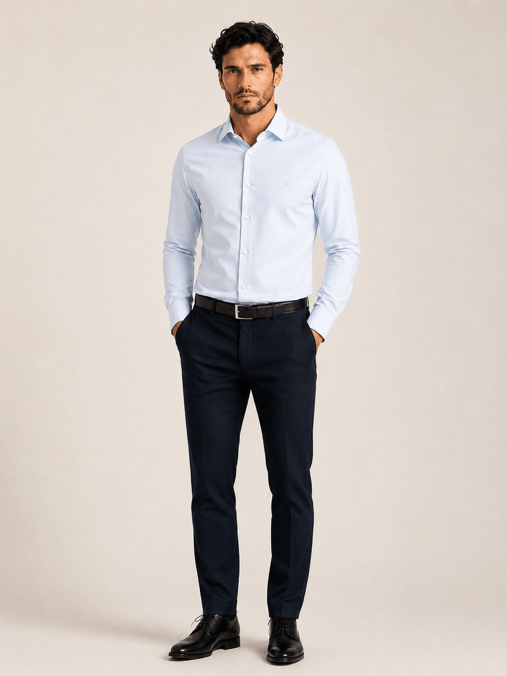 Camisa Calvin Klein ML Slim Fit Maquineta Fio 60 - Henri Store