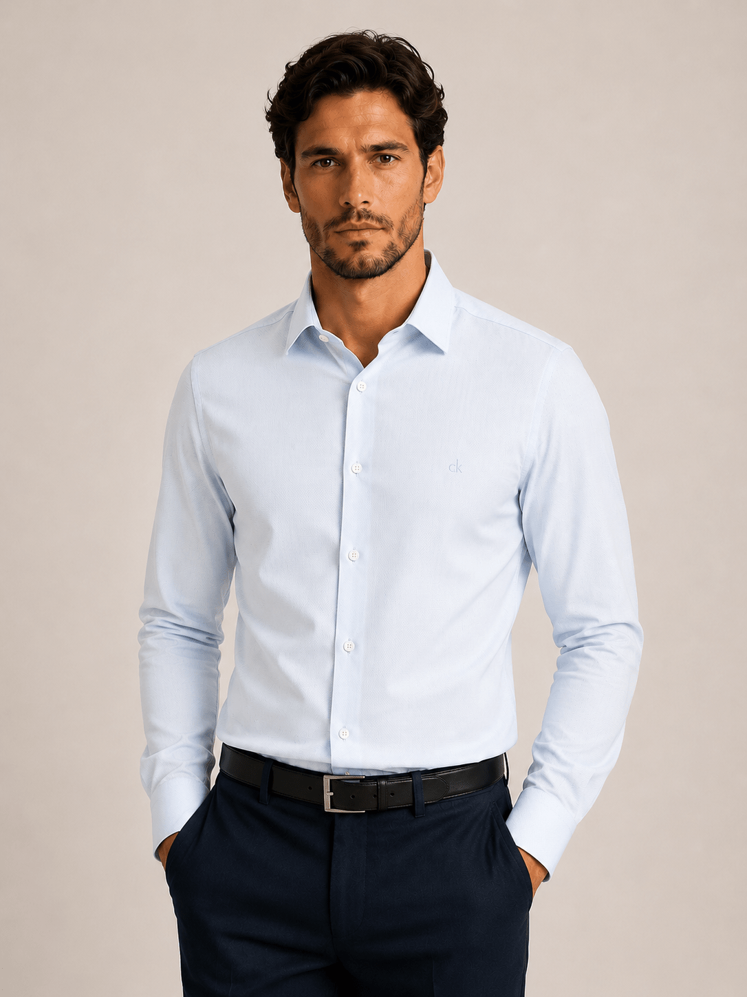 Camisa Calvin Klein ML Slim Fit Maquineta Fio 60 - Henri Store