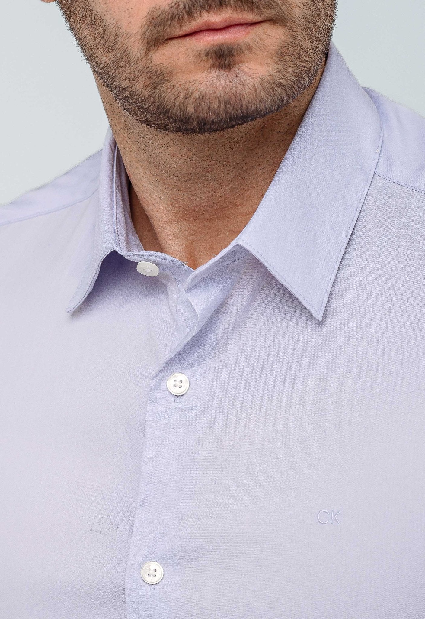 Camisa Calvin Klein ml Slim Fit Poliamida Azul Claro - Henri Store