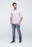 Camisa Calvin Klein ml Slim Fit Poliamida Azul Claro - Henri Store