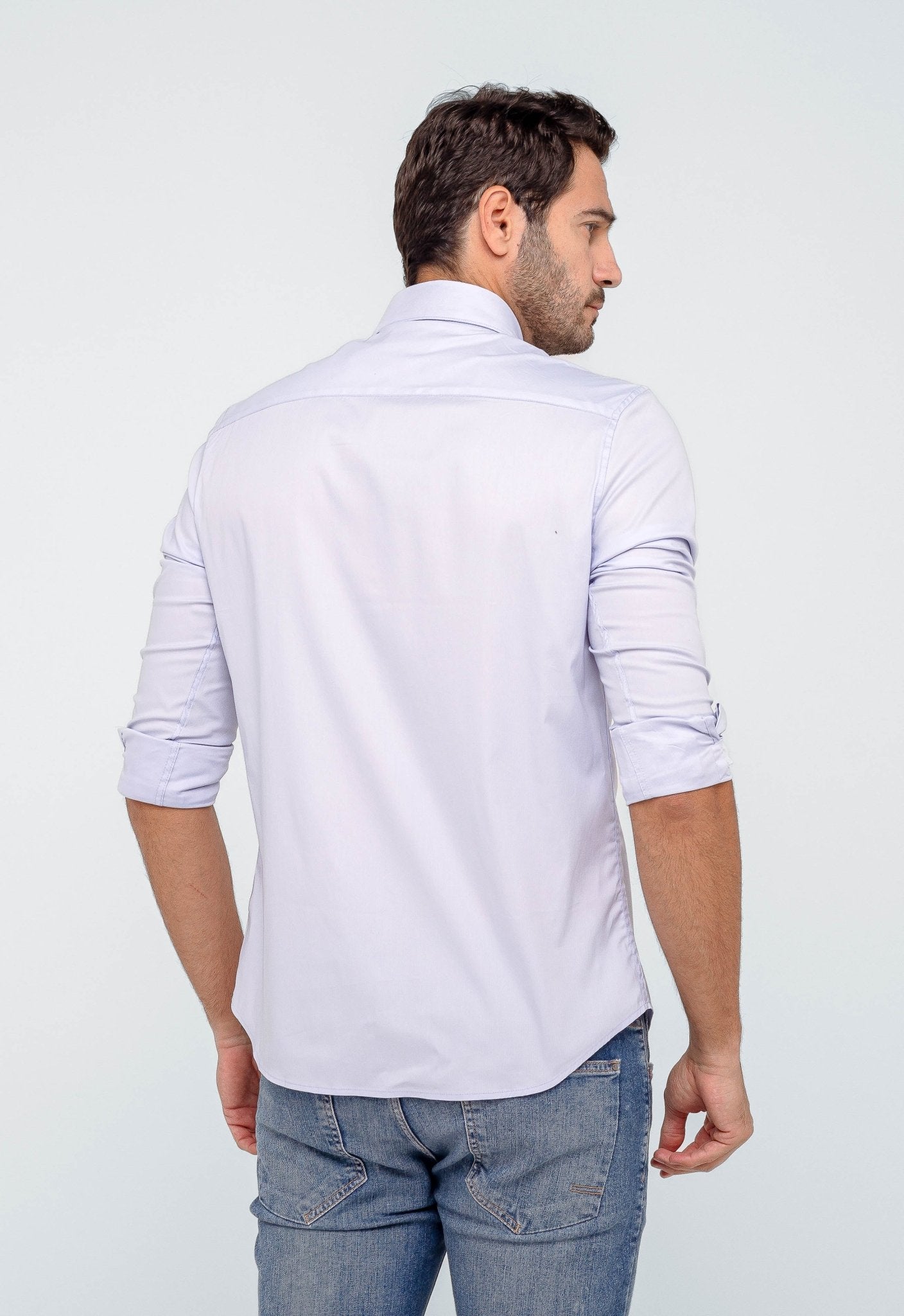 Camisa Calvin Klein ml Slim Fit Poliamida Azul Claro - Henri Store
