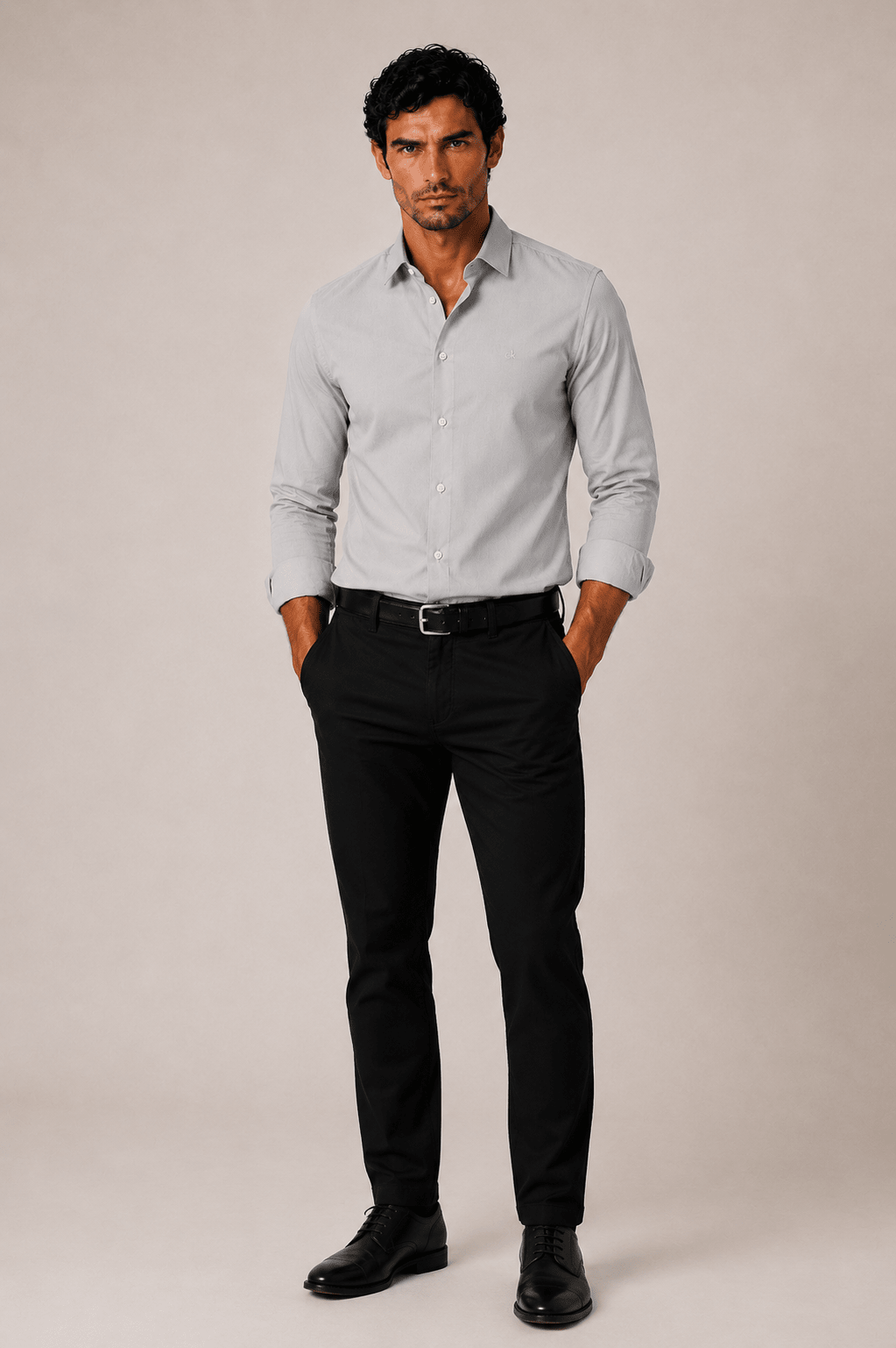 Camisa Calvin Klein ML Slim Fit Poliamida Ck Peito - Henri Store