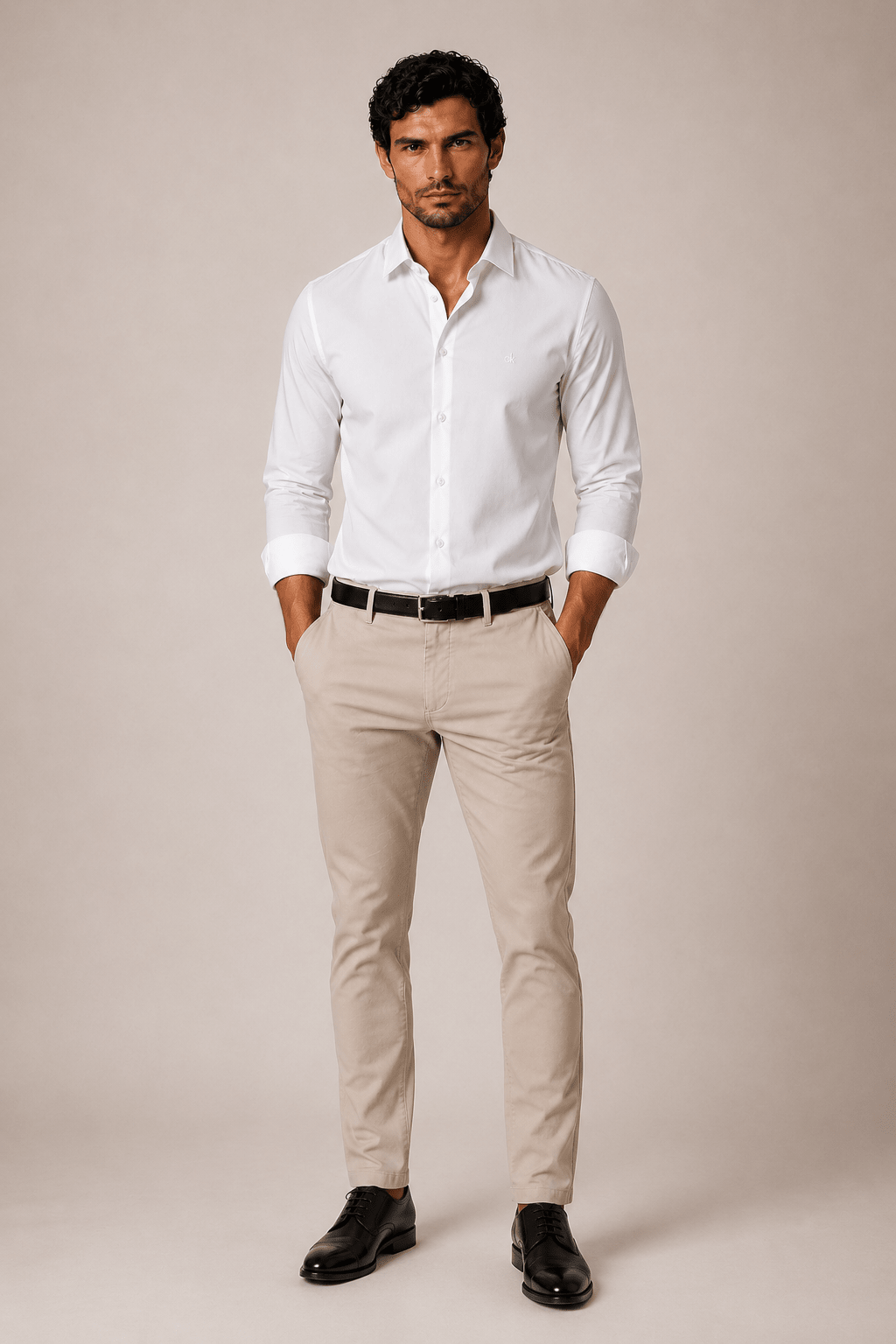 Camisa Calvin Klein ML Slim Fit Poliamida Ck Peito - Henri Store