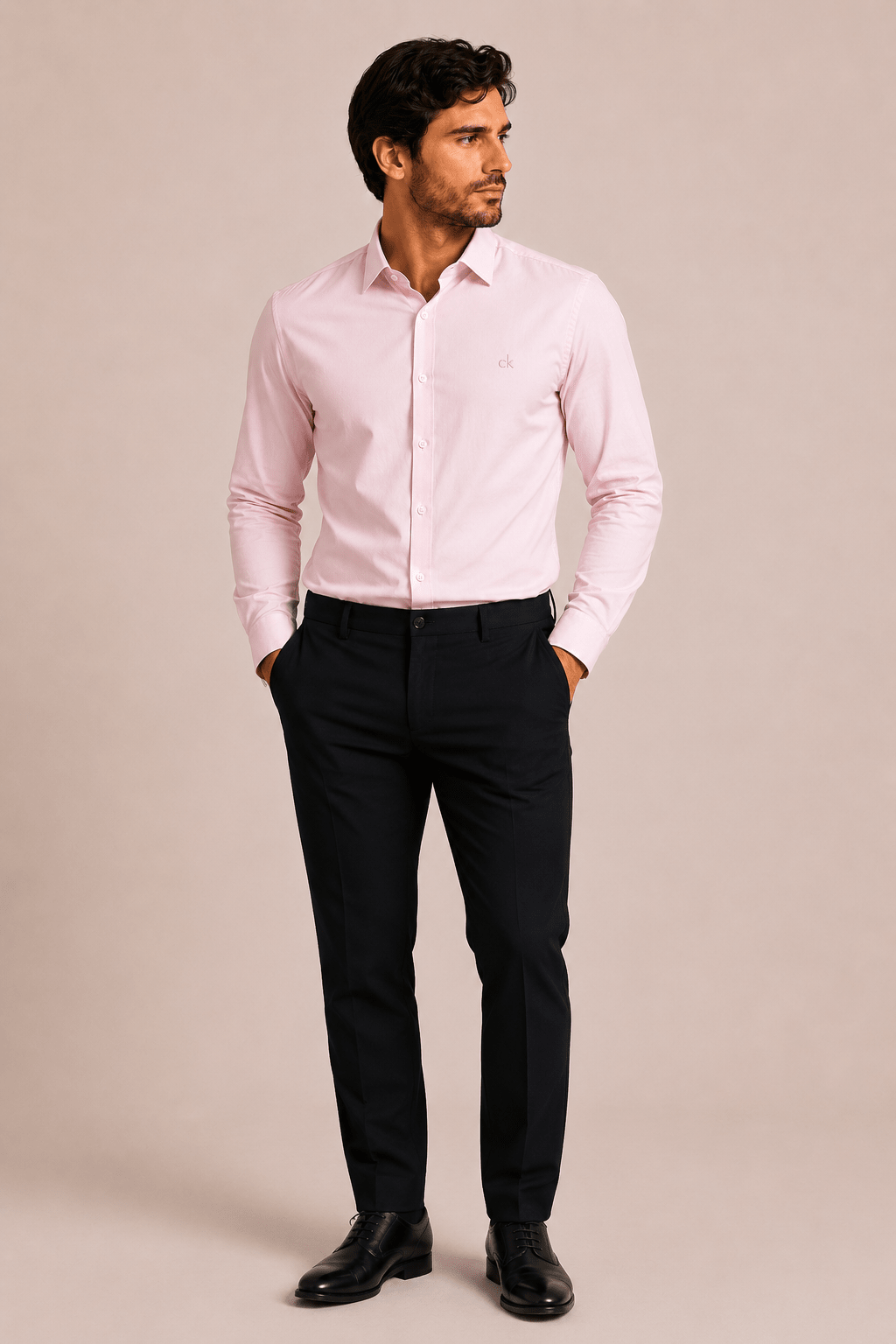 Camisa Calvin Klein ML Slim Fit Poliamida Rosa Claro - Henri Store