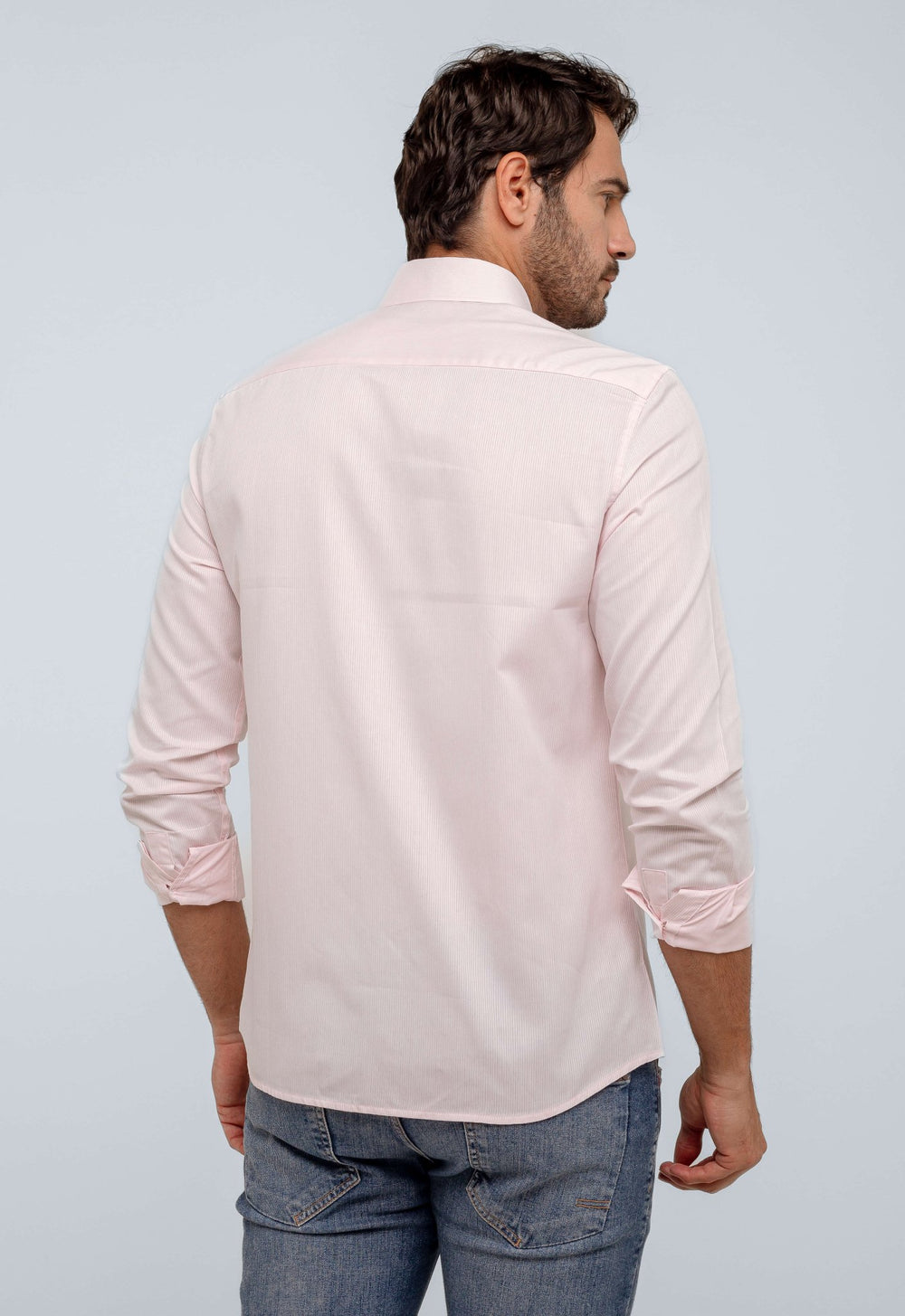 Camisa Calvin Klein Ml Slim Maquineta Rosa Claro - Henri Store