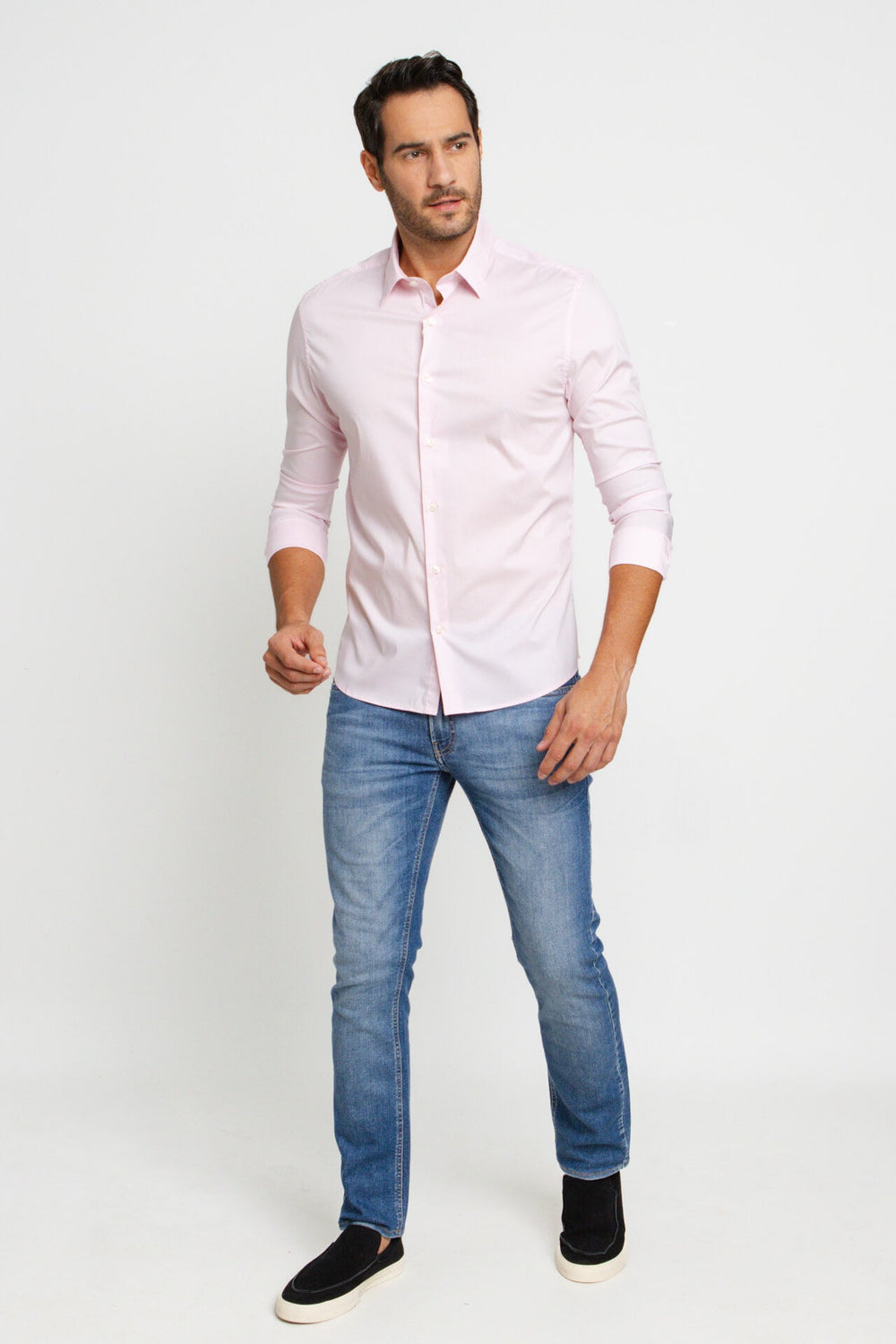 Camisa Calvin Klein Slim Cannes Basica Essential Rosa Claro - Henri Store