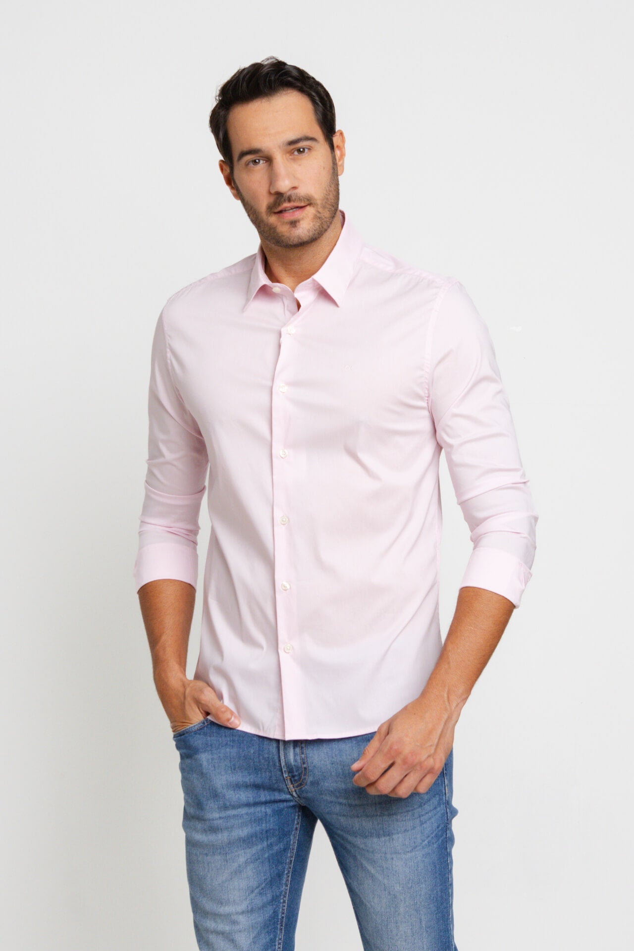 Camisa Calvin Klein Slim Cannes Basica Essential Rosa Claro - Henri Store