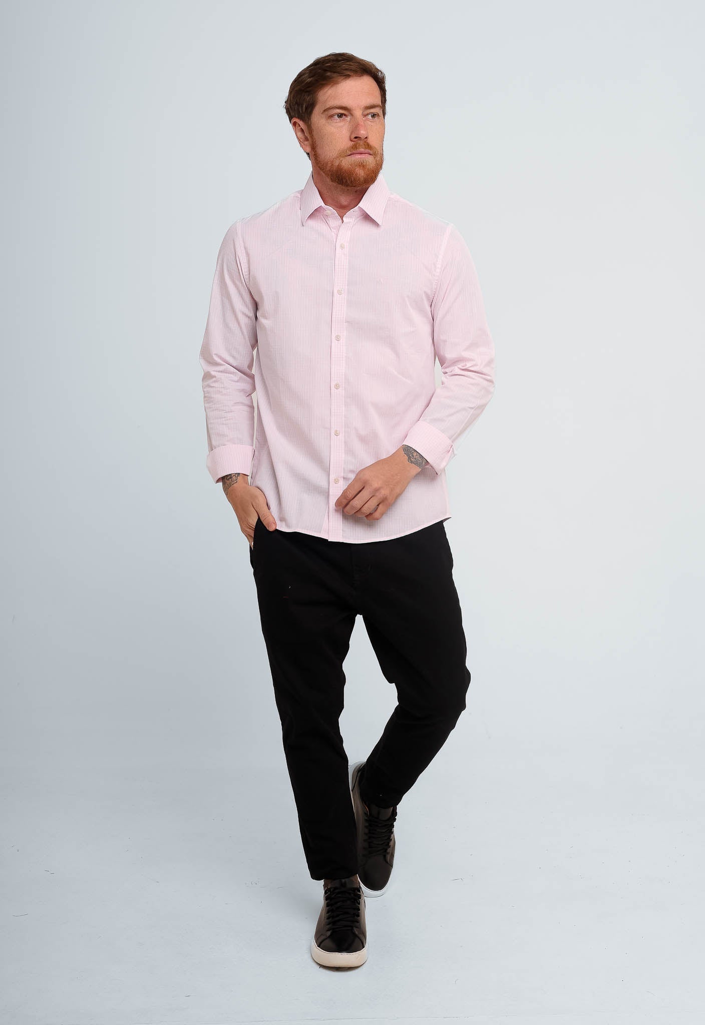Camisa Calvin Klein Xadrez Ml Slim Pattern Rosa Claro - Henri Store