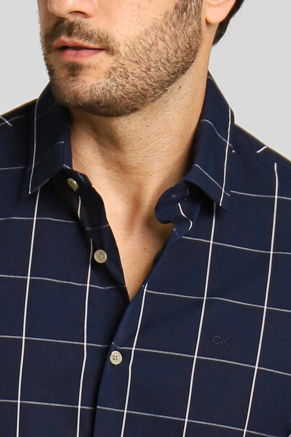 Camisa Calvin Klein Xadrez Slim Fit Marinho Ml - Henri Store