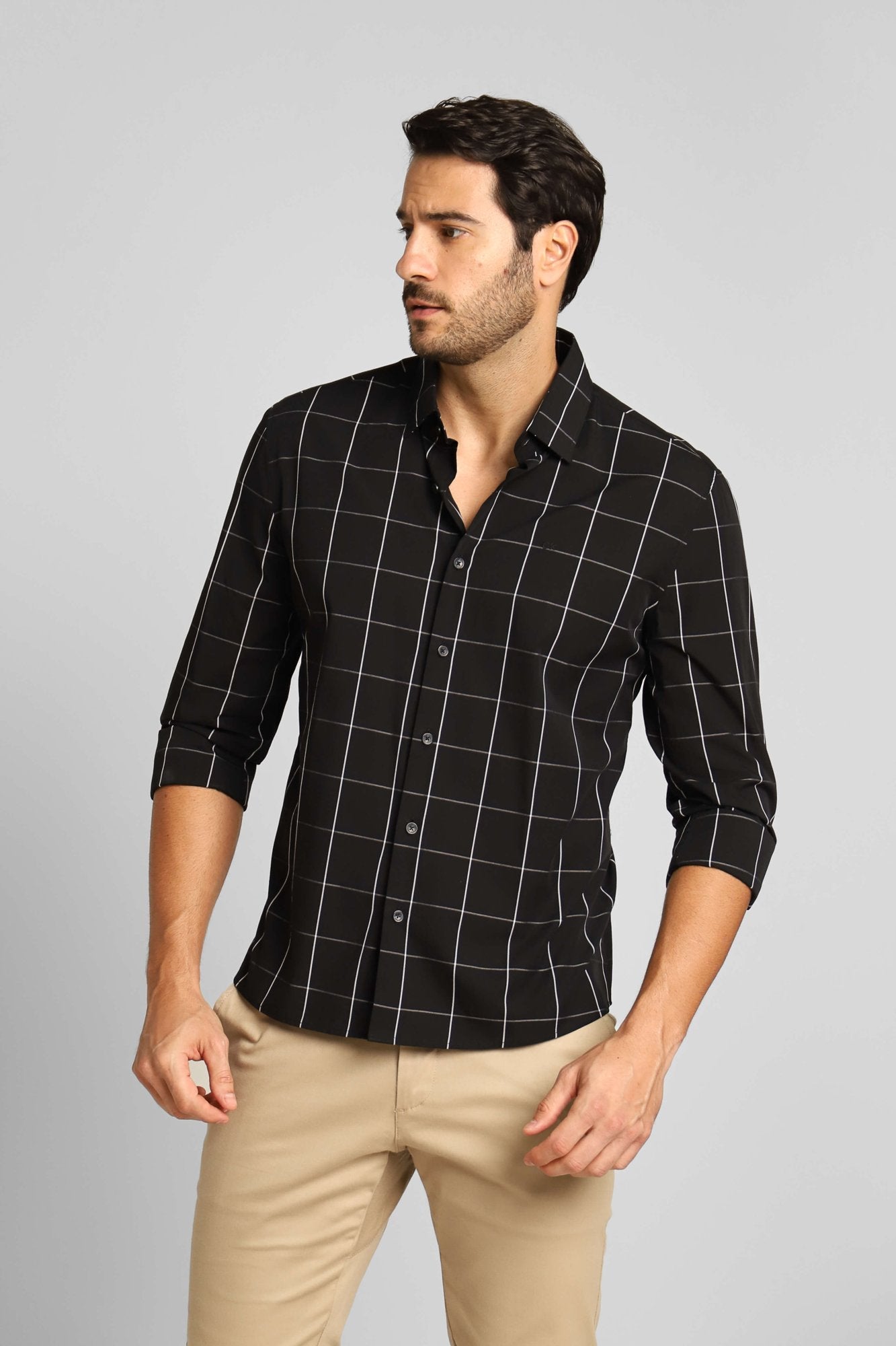 Camisa Calvin Klein Xadrez Slim Fit Preta Ml - Henri Store