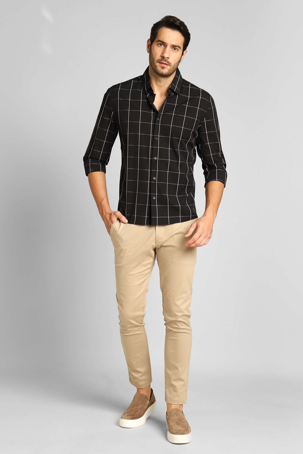 Camisa Calvin Klein Xadrez Slim Fit Preta Ml - Henri Store