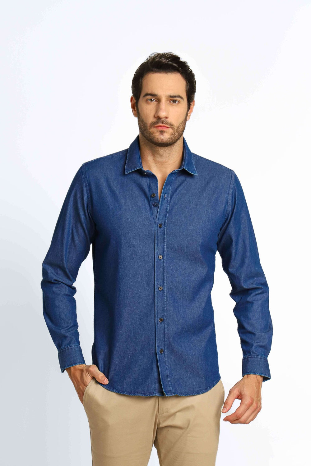 Camisa Dom Henrico Jeans Ml Slim Fit - Henri Store