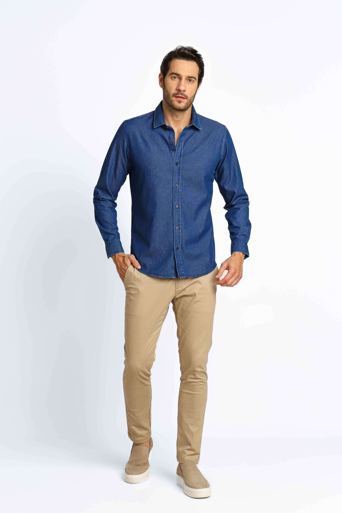 Camisa Dom Henrico Jeans Ml Slim Fit - Henri Store