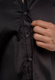 Camisa Dom Henrico Masculina Preta Gola Padre Slim Fit Algodão Egípcio - Henri Store