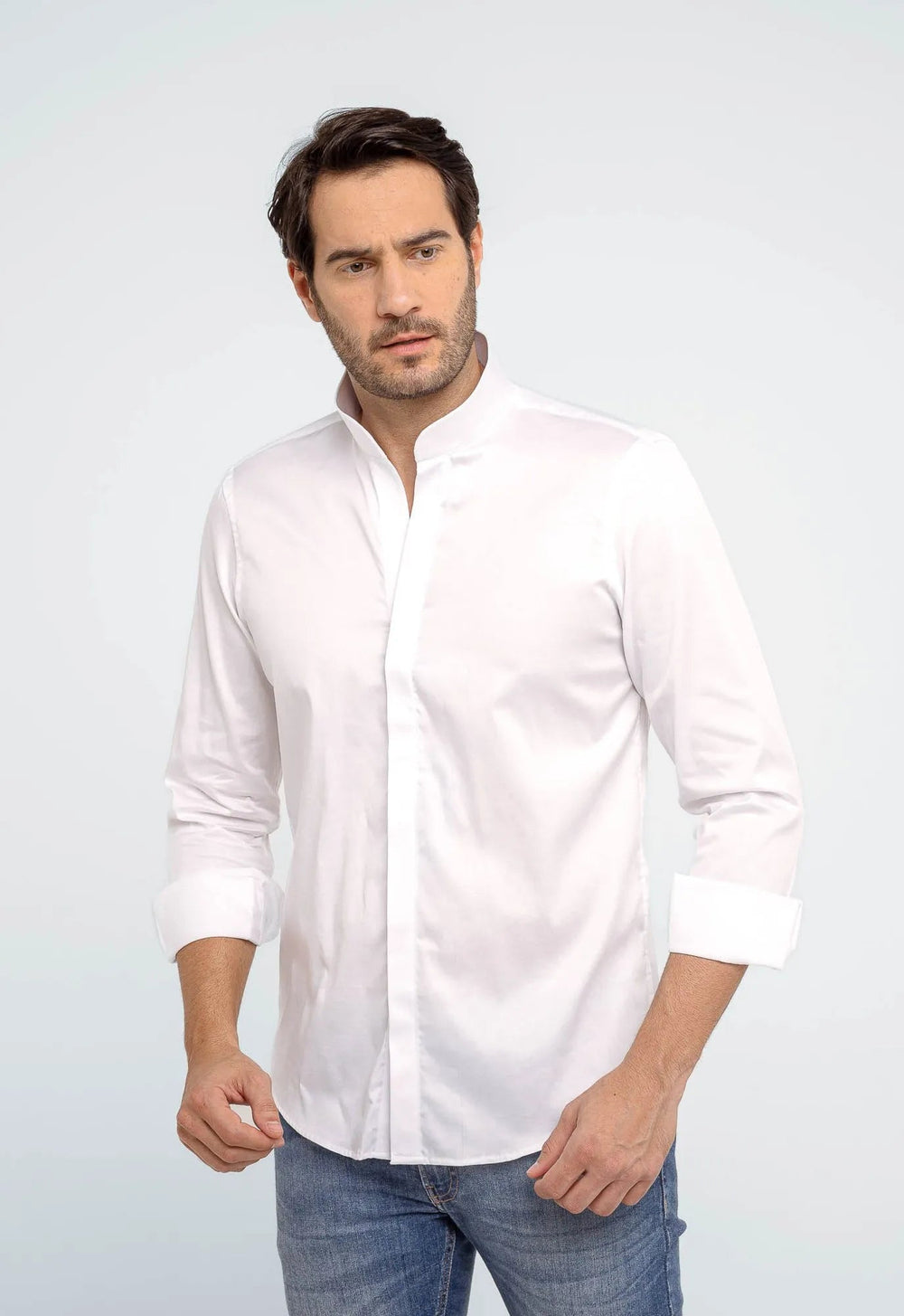 Camisa Dom Henrico Masculina Preta Gola Padre Slim Fit Algodão Egípcio - Henri Store