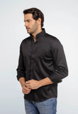 Camisa Dom Henrico Masculina Preta Gola Padre Slim Fit Algodão Egípcio - Henri Store