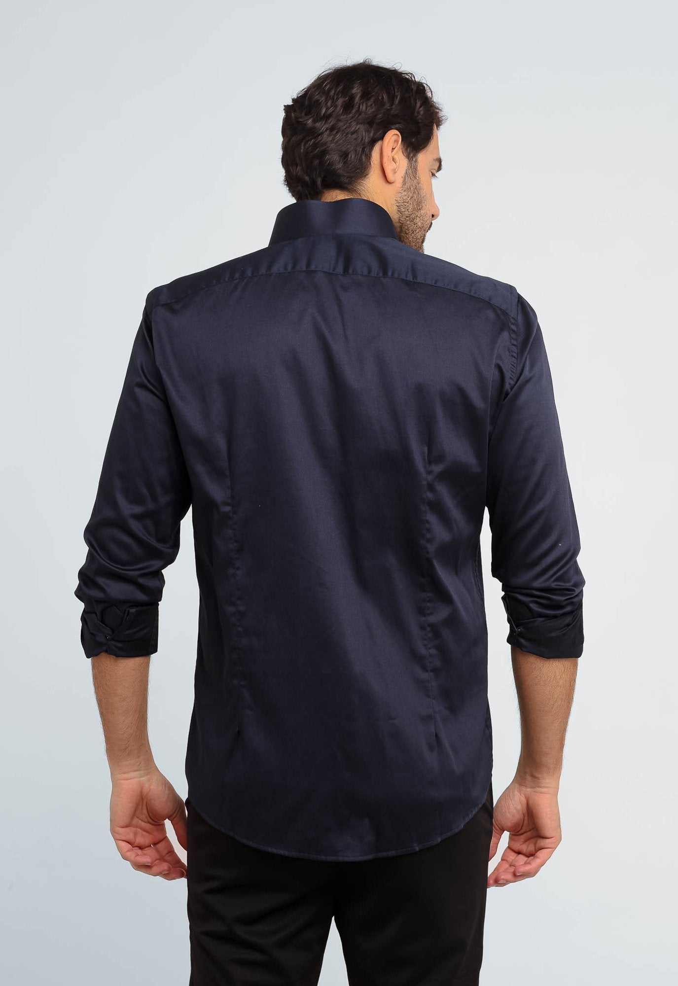 Camisa Dom Henrico Masculina Preta Gola Padre Slim Fit Algodão Egípcio - Henri Store