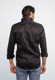 Camisa Dom Henrico Masculina Preta Gola Padre Slim Fit Algodão Egípcio - Henri Store