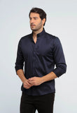 Camisa Dom Henrico Masculina Preta Gola Padre Slim Fit Algodão Egípcio - Henri Store
