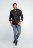 Camisa Dom Henrico Masculina Preta Gola Padre Slim Fit Algodão Egípcio - Henri Store