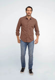 Camisa Dom Henrico Masculina Xadrez Pequeno Laranja Slim Fit Estilo Casual Moderno - Henri Store