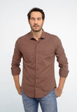 Camisa Dom Henrico Masculina Xadrez Pequeno Laranja Slim Fit Estilo Casual Moderno - Henri Store