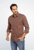 Camisa Dom Henrico Masculina Xadrez Pequeno Laranja Slim Fit Estilo Casual Moderno - Henri Store